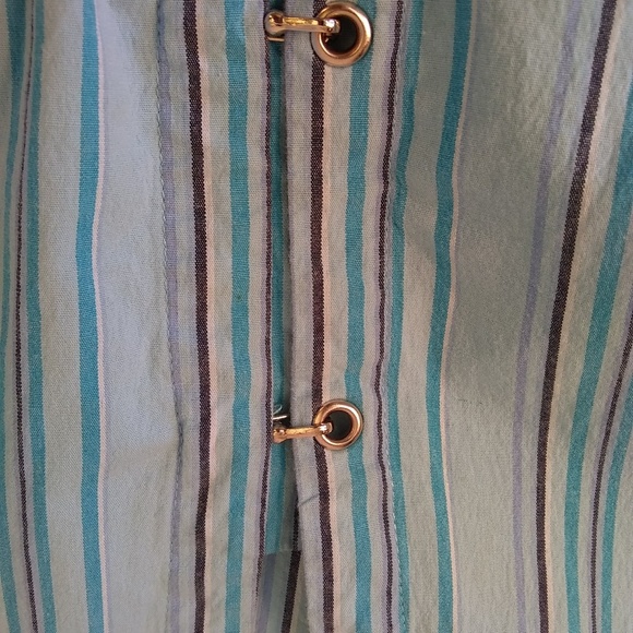 A.L.C. Stretch Women's Med Top Blue White Striped Shirt Size Medium - Picture 7 of 8